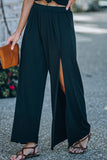 Side Slit Wide Leg Mid Waist Pants