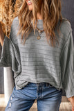 Brown Exposed Seam Ribbed Knit Dolman Top