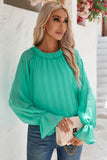 Striking Pleated Flared Cuff Long Sleeve Blouse