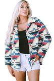 Aztec Print Button-up Turn Down Collar Shacket