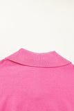 Solid Ribbed Trim Plus Size Zip Collar Sweater