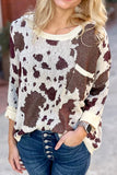 Print Side Slit Knit Sweater