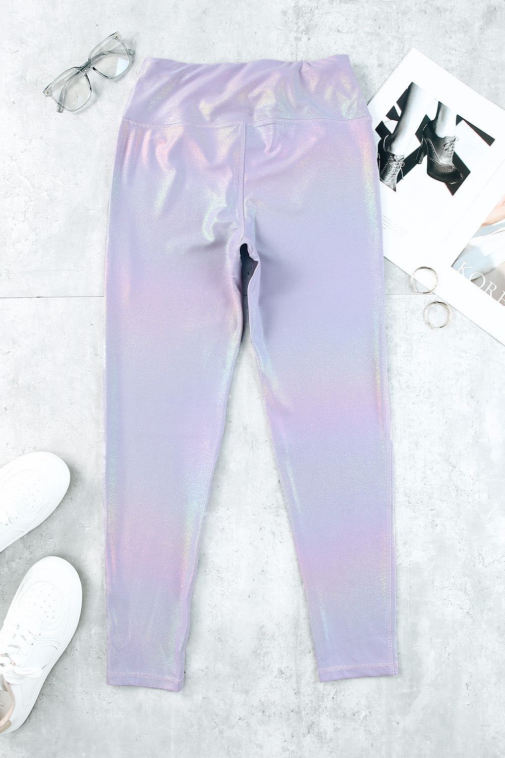 Leggings taille haute violet brillant