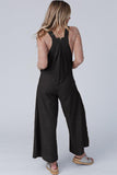 Brown Striped Pleated Wide Leg Pocketed Jumpsuit