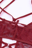 Plus Size Strappy Grommet Detail Sheer Mesh Teddy Lingerie