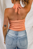 Shirred Open Back Halter Tank Top