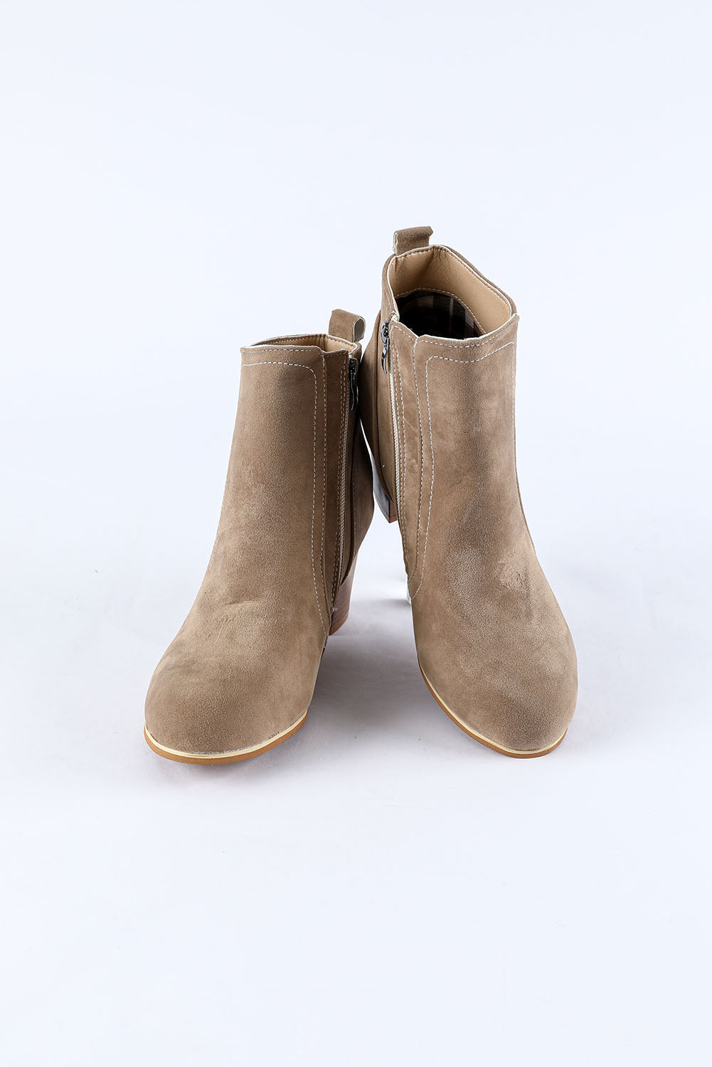 Faux Suede Size Zip Heeled Booties