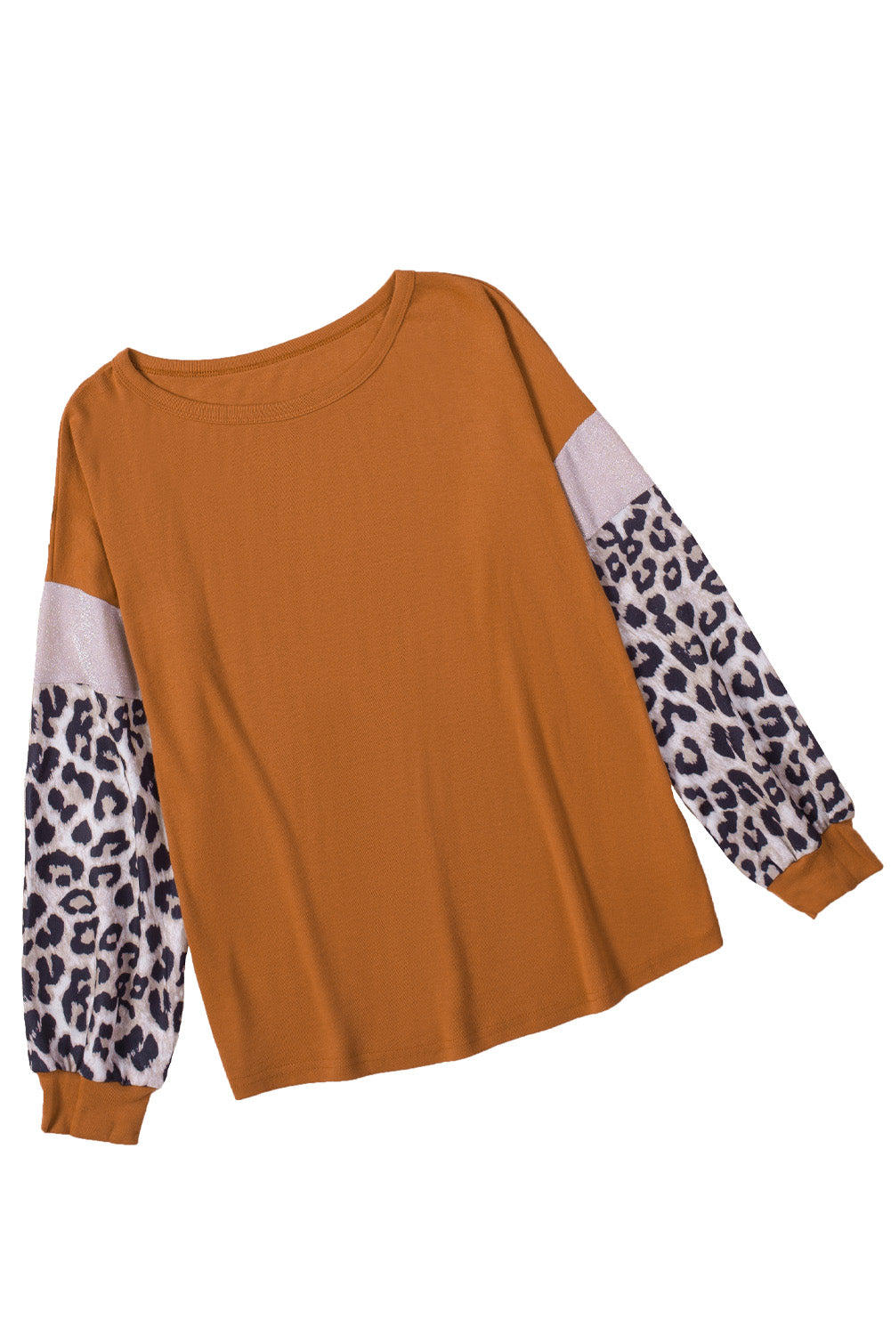 Leopard Sequin Patchwork Long Sleeve Top