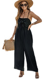 Front Knot Smocked Back Spaghetti Straps Jumpsuit