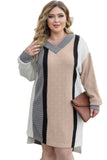 Mixed Boucl Color Block Plus Size Sweater Dress