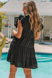 Ruffle Flutter Sleeve Pleated Tiered Mini Dress