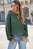 Khaki Lace Long Sleeve Textured Pullover