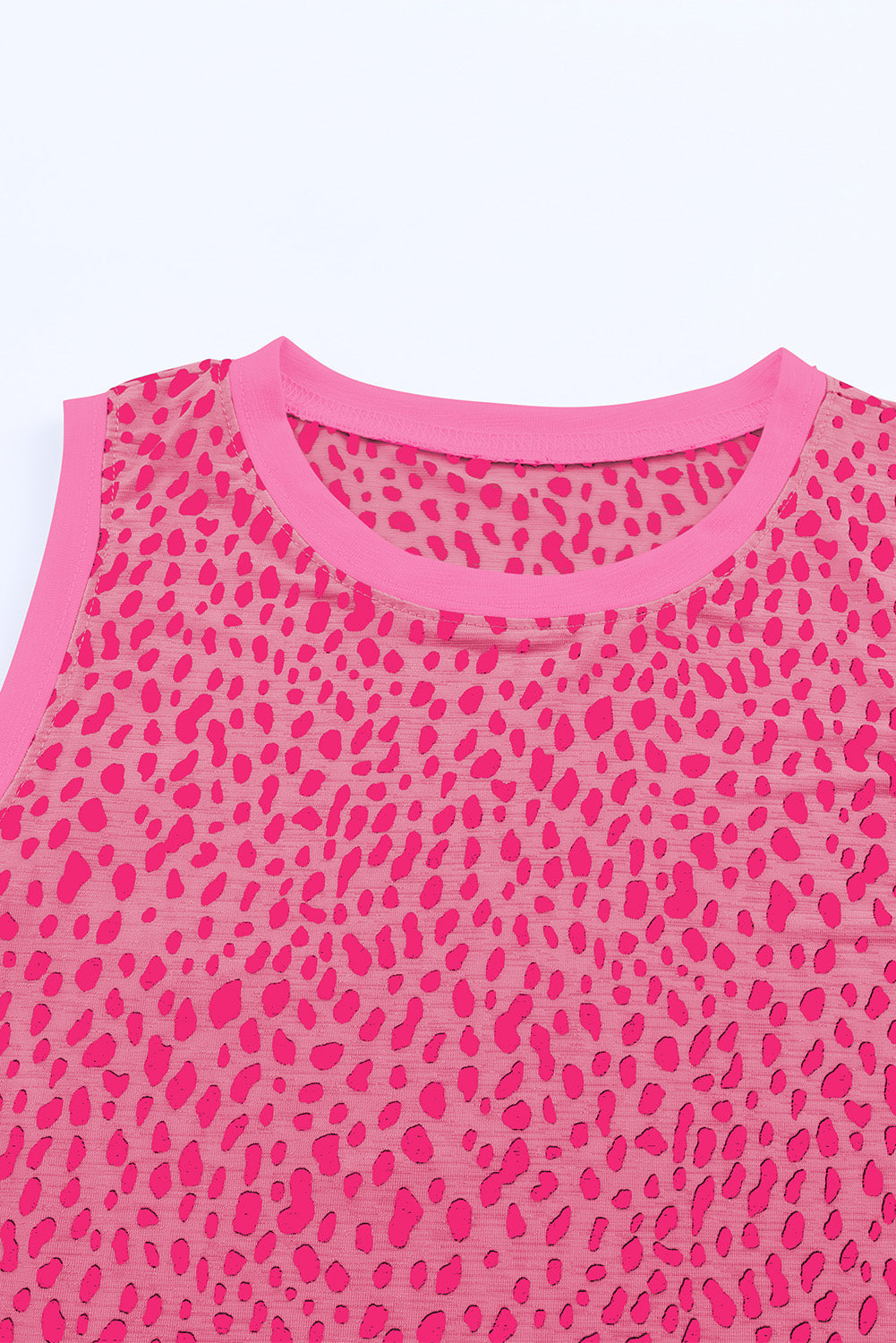 Red Leopard Print Round Neck Tank Top