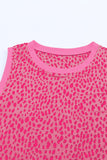 Red Leopard Print Round Neck Tank Top