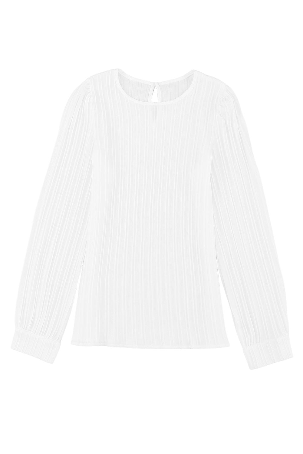 Ribbed Crewneck Puff Long Sleeve Top