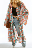 Boho Retro Floral Print Long Sleeve Oversized Kimono