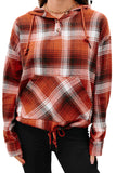 Plaid Print Pocketed Hoodie