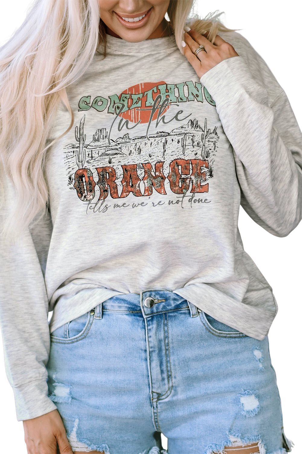 SOMETHING ORANGE Graphic Relaxed Sweatshirt