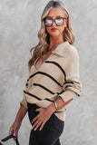 Striped Knit Collared Pullover Sweater