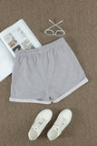 Tie Waist Side Pockets Cuffed Lounge Shorts