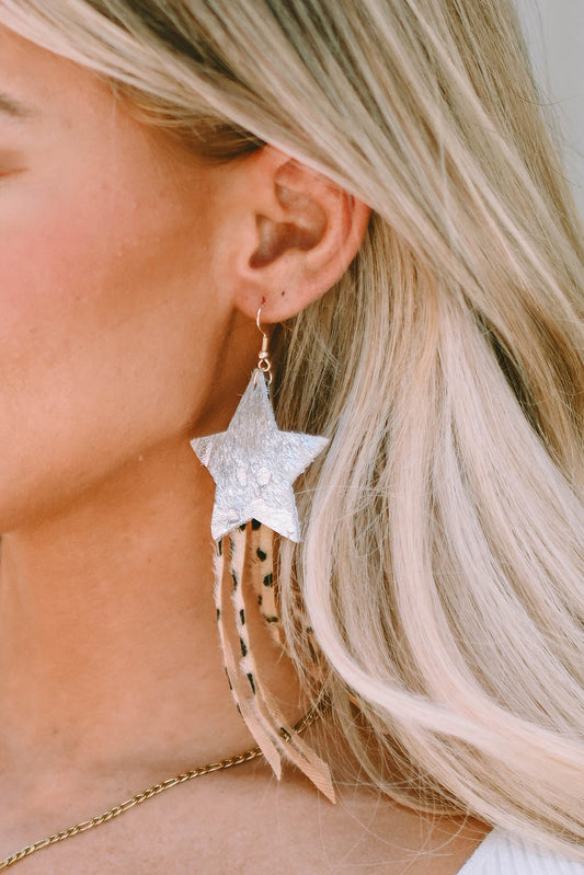 Fuzzy Leopard Shooting Star Earrings