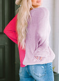 Khaki Long Sleeve V-Neck Colorblock Sweater