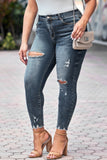 Plus Size Distressed Ankle Length Skinny Jeans