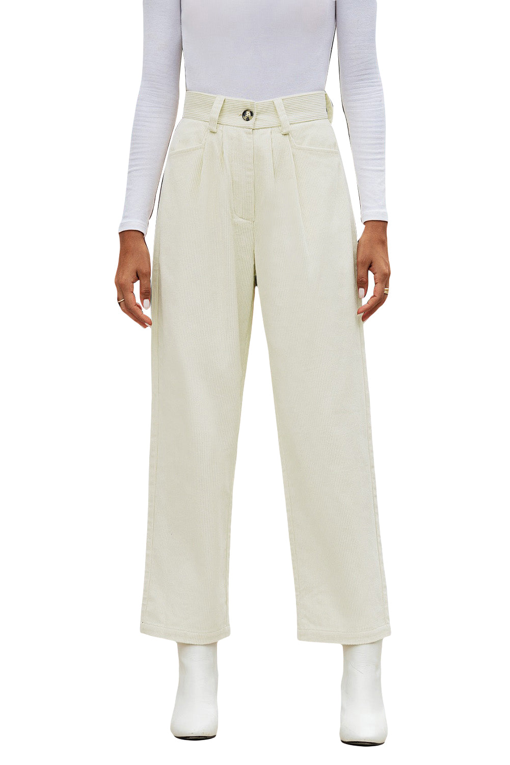 Corduroy High Waist Straight Leg Pants