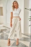 Paperbag Waist Straight Leg Cropped Pants