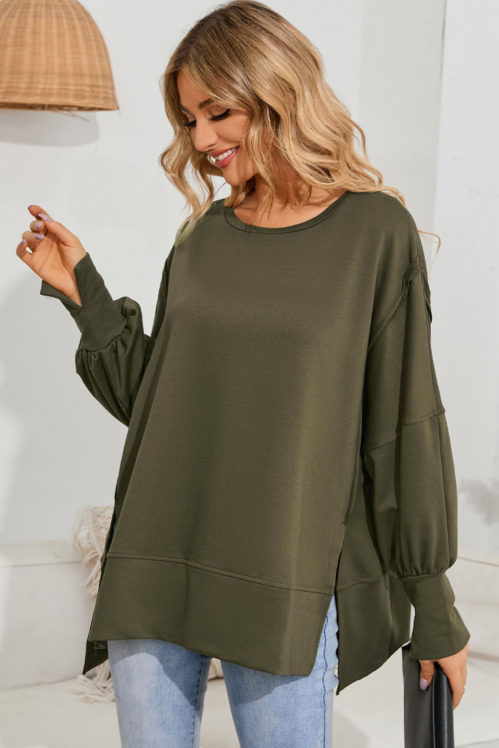 Patchwork Drop Shoulder Oversized Top