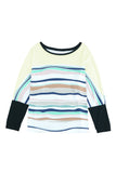 Multicolor Striped Color Block Loose Fit Long Sleeve Top