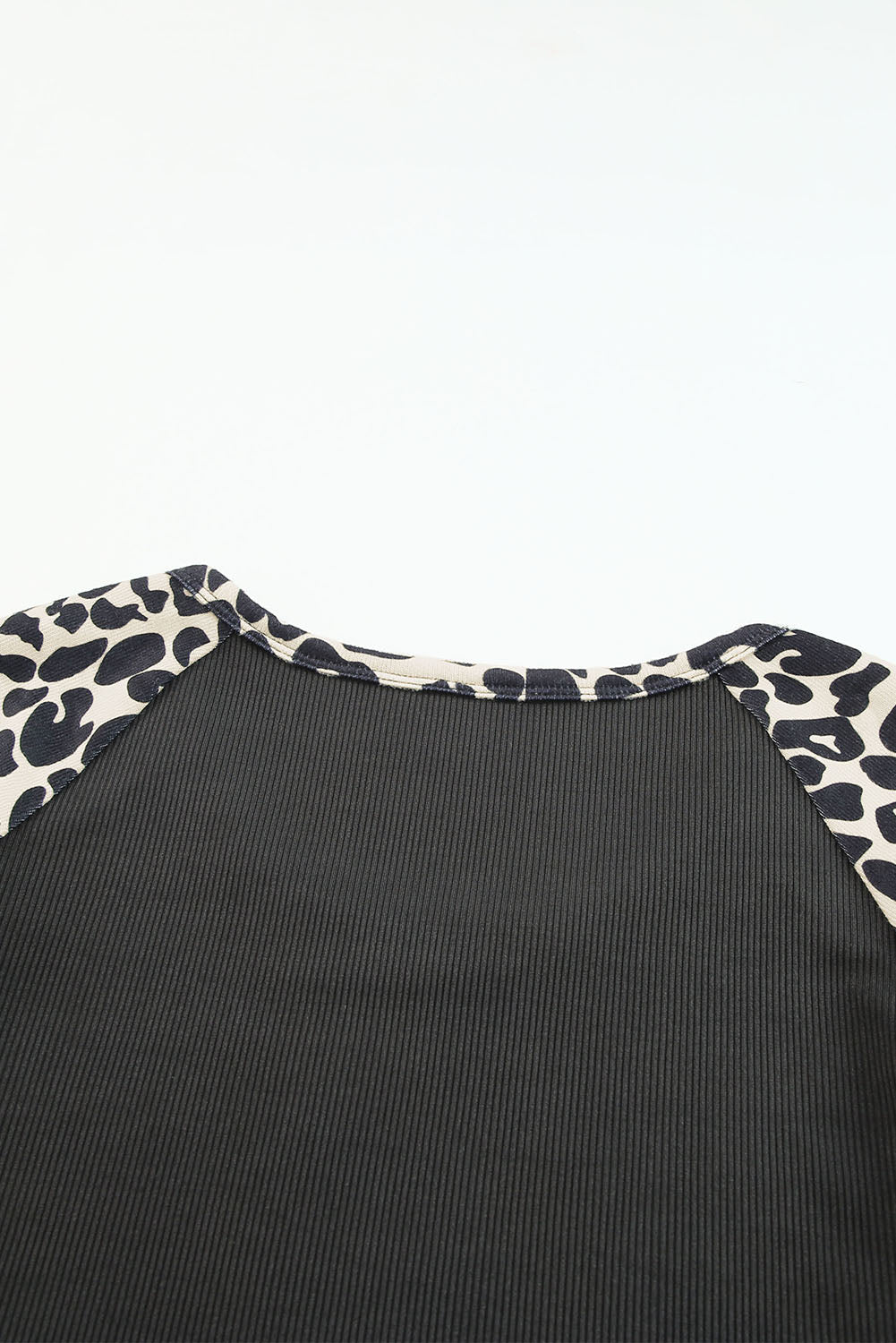 Leopard Color Block Cut Out Short Sleeve Top