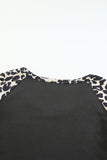 Leopard Color Block Cut Out Short Sleeve Top