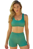 Ensemble soutien-gorge et short de sport texturé vert Active