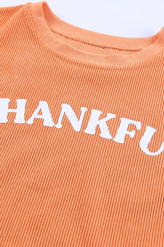 Orange THANKFUL Ribbed Corded Oversized Sweatshirt