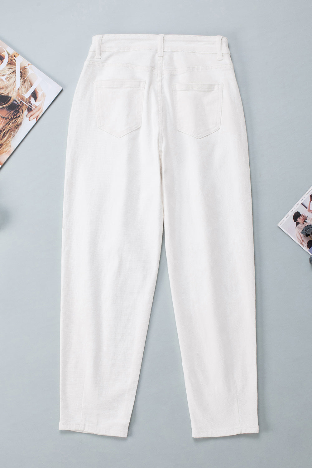 Solid High Waist Casual Pants