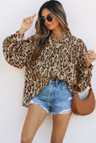 Jet Stream Oversized Leopard Print Balloon Sleeve Casual Shirt