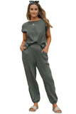 Crinkled Texture Tee and Jogger Pants Set