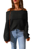 Ribbed Knit Off Shoulder Sweater