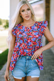 Floral Print Ruffle Tiered Short Sleeve Babydoll Top