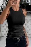 Solid Round Neck Ribbed Tank Top