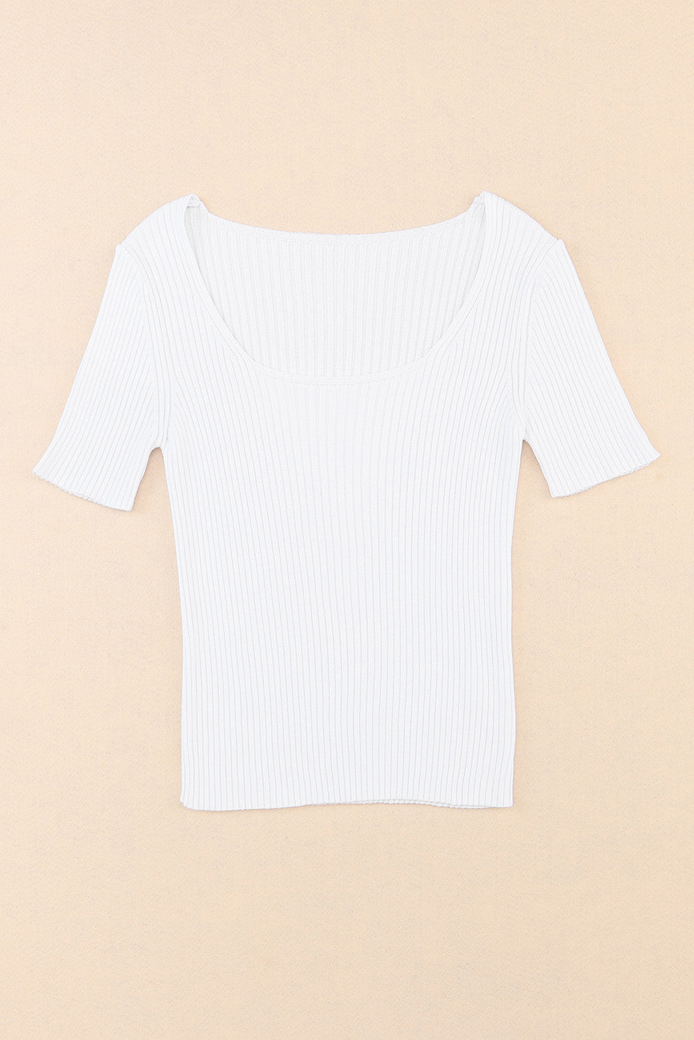 Ribbed Square Neck Short Sleeve Top