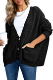 Buttons Front Pocketed Sweater Cardigan