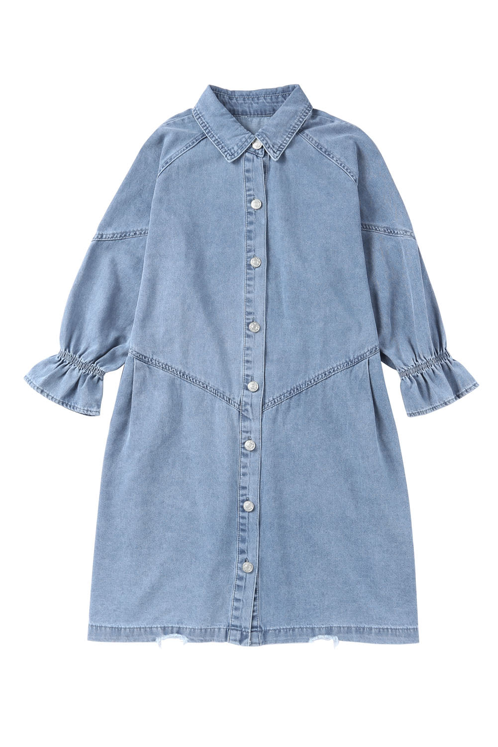 Buttoned Long Sleeve Denim Mini Dress