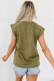 Guacamole Green Studded Short Sleeve Top