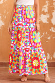 Abstract Floral Pattern Maxi Skirt