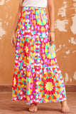 Abstract Floral Pattern Maxi Skirt