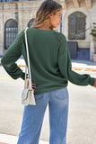 Khaki Lace Long Sleeve Textured Pullover