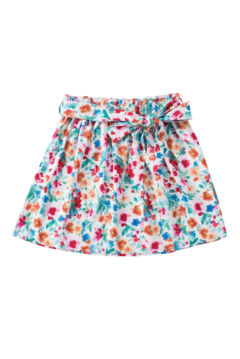 Floral Print Waist Tie Mini Skirt