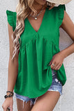 V Neck Flutter Sleeveless Top